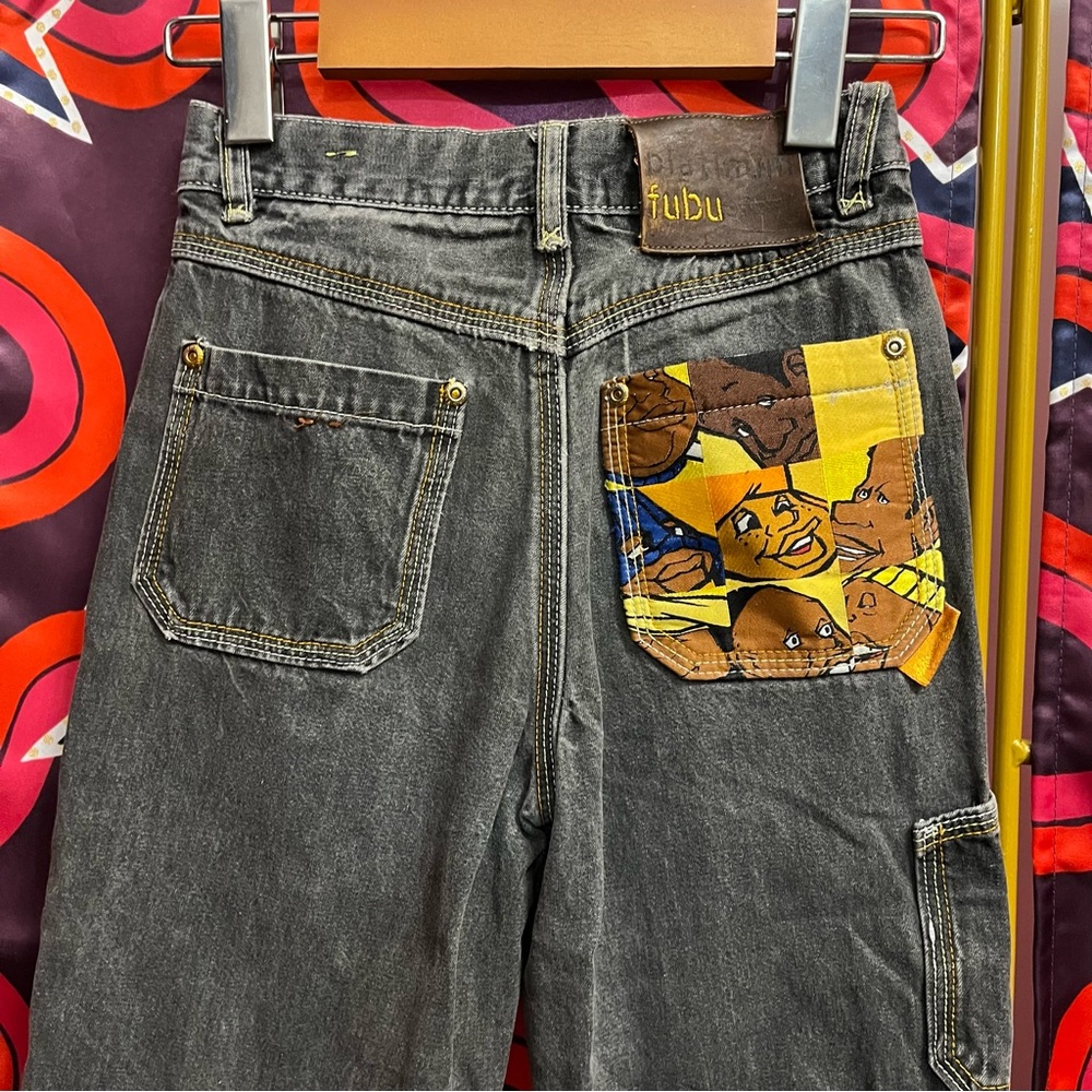 Vintage Fubu Fat Albert Platinum Jeans Grey Junkyard Gang Rare Y2K Carpenter Vtg